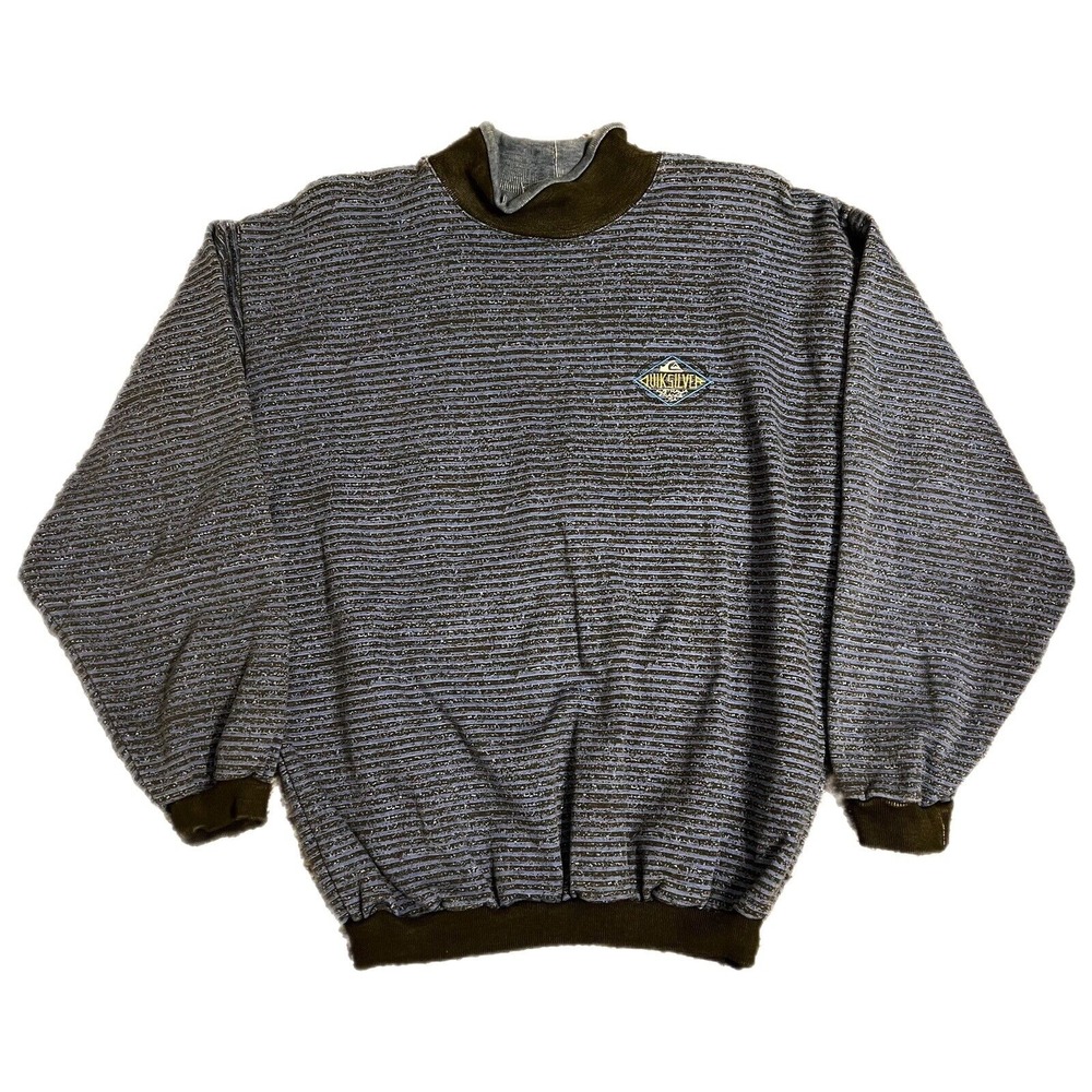 Quiksilver Sweatshirt NOS Puff Paint Men's L‎ Surf Wear 80s 90s Usa Made Vintage
